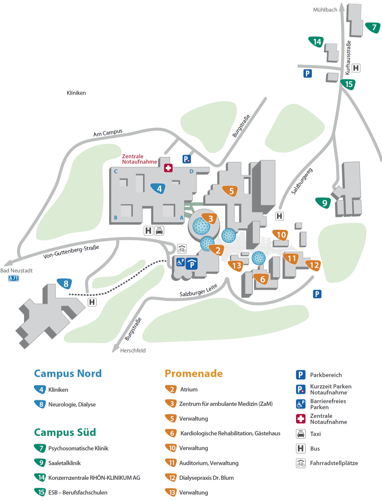 Lageplan RHÖN-KLINIKUM Campus Bad Neustadt